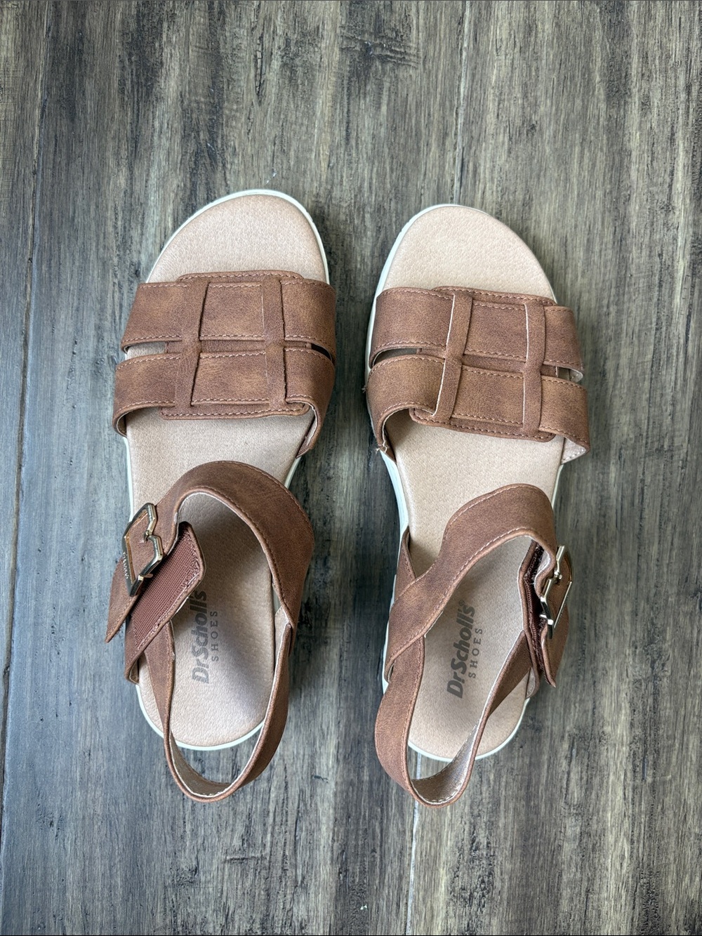 Dr. Scholl's Brown Woven Strap Buckle Sandals